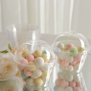 50-Pack Clear Dome Lid Plastic Dessert Parfait Cups 7oz, Disposable Pudding Ice Cream Fruit Cups - Durable Design